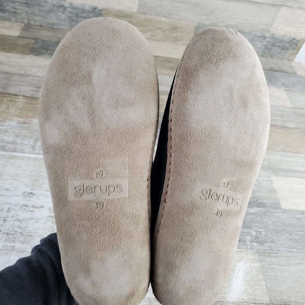 Glerups Womens Slipper Boots Sz 8.5 Charcoal Wool Flat Slip On Closed Toe Ankle